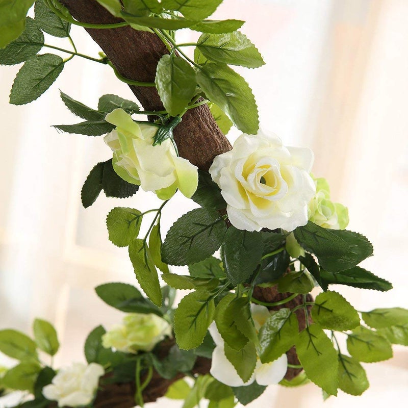 JUSTOYOU 2 Pack (15.8FT) Fake Rose Garland, Artificial Rose Vines Flowers Hanging Silk Rose Vine Wedding Home Backdrop Party Arch Arrangement Decoration - Image 2